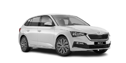 Škoda Scala 1.0 TSI DSG 30 Edition biela – prenájom auta v Košiciach, moderný hatchback s automatickou prevodovkou